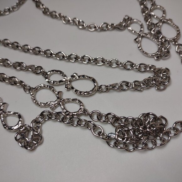 Long 57 Inch Silver Tone Emmons Necklace - Picture 8 of 11